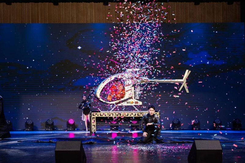 Helicopter appearance grand stage illusion by Evoke Magics